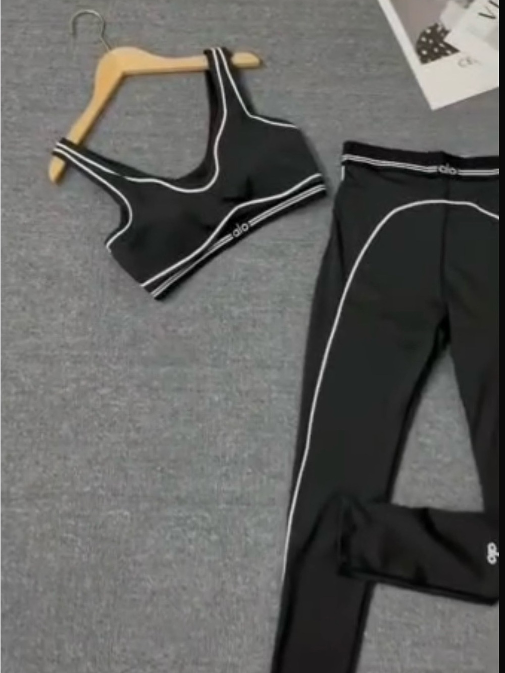 Black Contrast Activewear Set | Sports Bra + High Waist Leggings